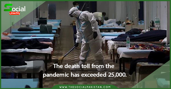 The death toll from the pandemic has exceeded 25,000.